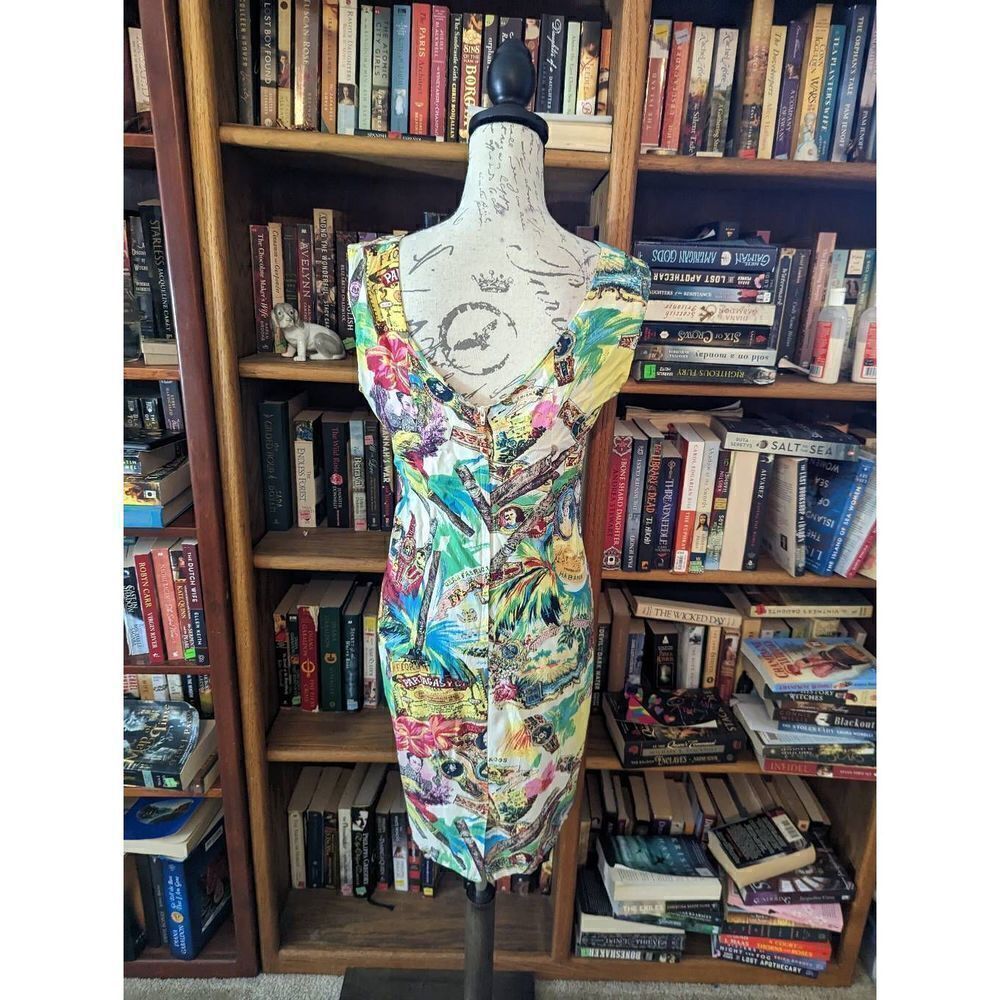 jams world vintage aloha tiki print short dress sz 9 back zip tank dress - Picture 2 of 5